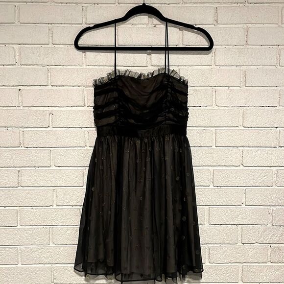 Miley Cyrus & Max Azria Dresses & Skirts - Miley Cyrus & Max Azria- Black w/Subtle Gold Polka Dots Mini Dress- Size Medium